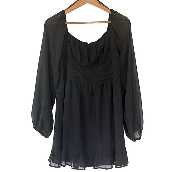 Windsor Dresses & Skirts - Windsor Peasant Mini Dress Sheer Black New M